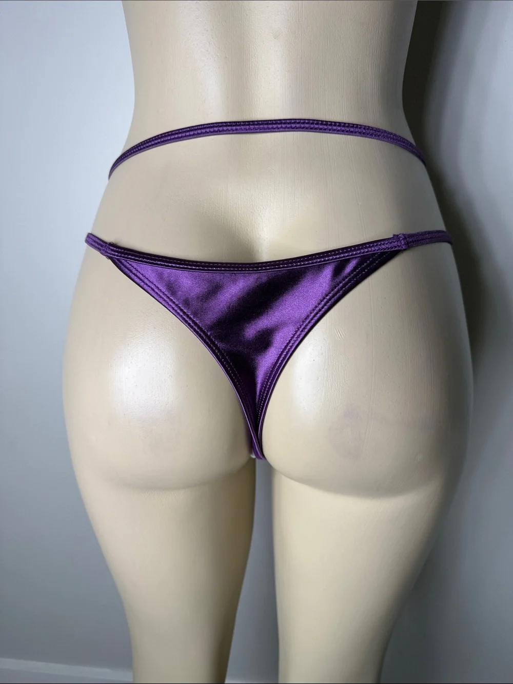NWOT SHEIN Purple Satin Bikini Panty with Rhinestone Chain